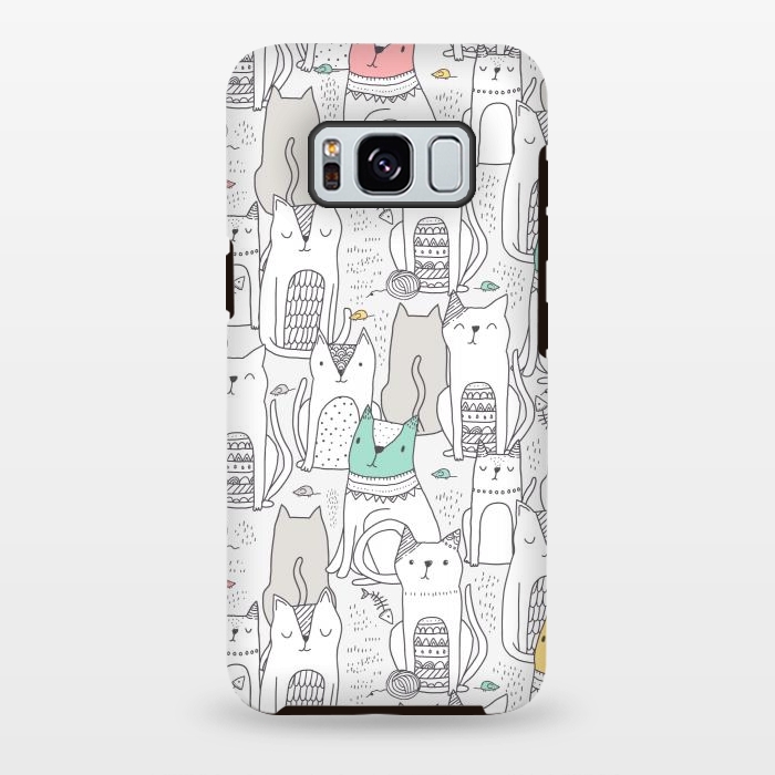 Galaxy S8 plus StrongFit Doodle cute cats by Anna Alekseeva