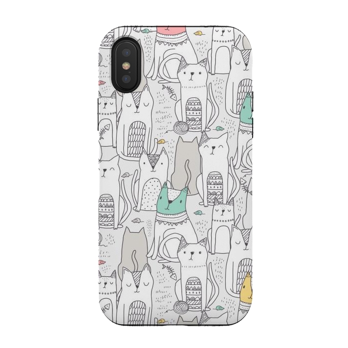 iPhone Xs / X StrongFit Doodle cute cats by Anna Alekseeva