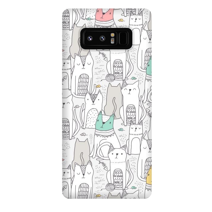 Galaxy Note 8 StrongFit Doodle cute cats by Anna Alekseeva