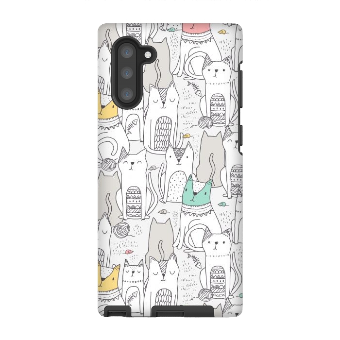 Galaxy Note 10 StrongFit Doodle cute cats by Anna Alekseeva