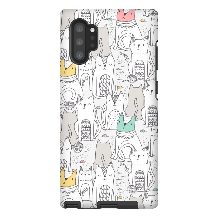 Galaxy Note 10 plus StrongFit Doodle cute cats by Anna Alekseeva