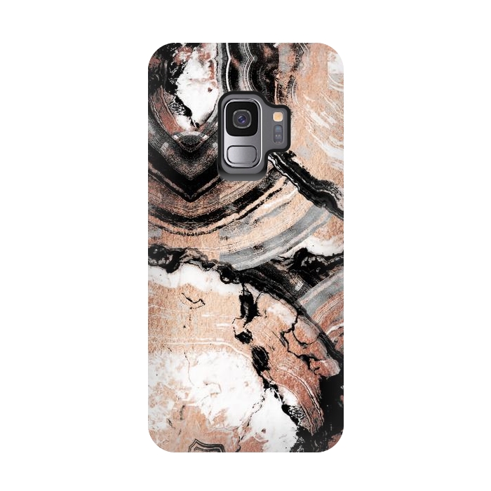 Galaxy S9 StrongFit Rose gold geode marble by Oana 