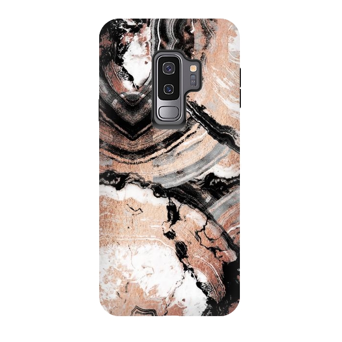 Galaxy S9 plus StrongFit Rose gold geode marble by Oana 