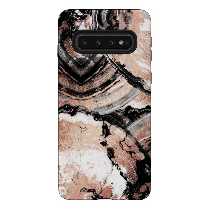 Galaxy S10 StrongFit Rose gold geode marble by Oana 