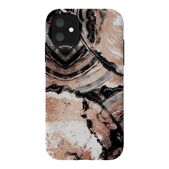iPhone 11 StrongFit Rose gold geode marble by Oana 
