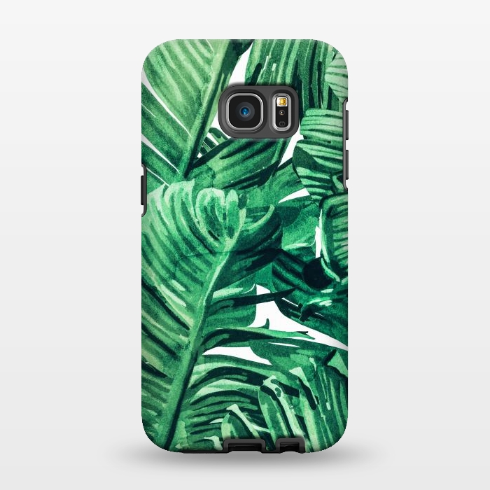 Galaxy S7 EDGE StrongFit Tropical State of Mind | Watercolor Palm Banana Leaves Painting | Botanical Jungle Bohemian Plants by Uma Prabhakar Gokhale
