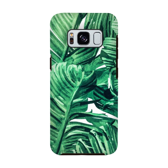 Galaxy S8 StrongFit Tropical State of Mind | Watercolor Palm Banana Leaves Painting | Botanical Jungle Bohemian Plants by Uma Prabhakar Gokhale