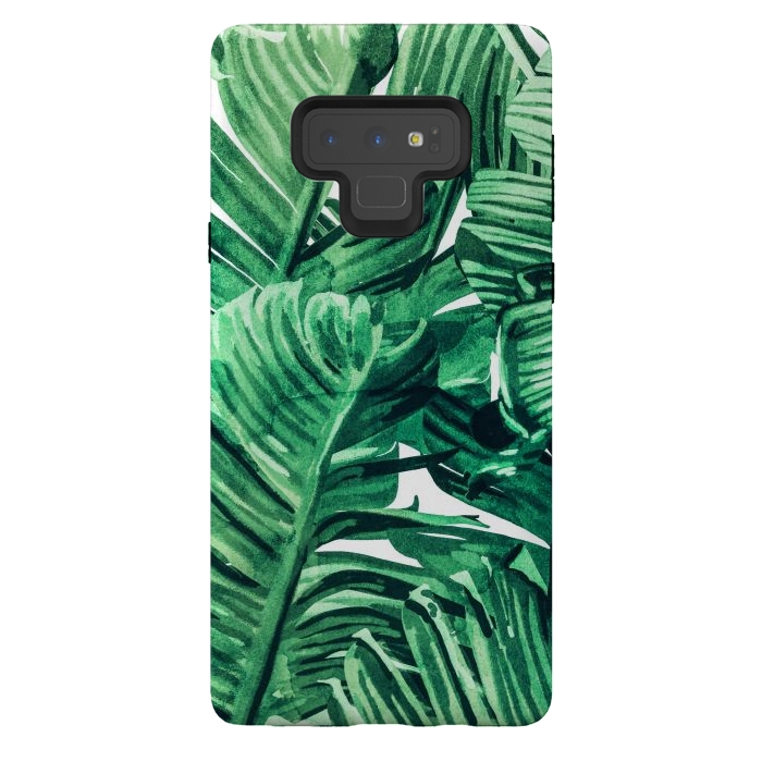 Galaxy Note 9 StrongFit Tropical State of Mind | Watercolor Palm Banana Leaves Painting | Botanical Jungle Bohemian Plants by Uma Prabhakar Gokhale