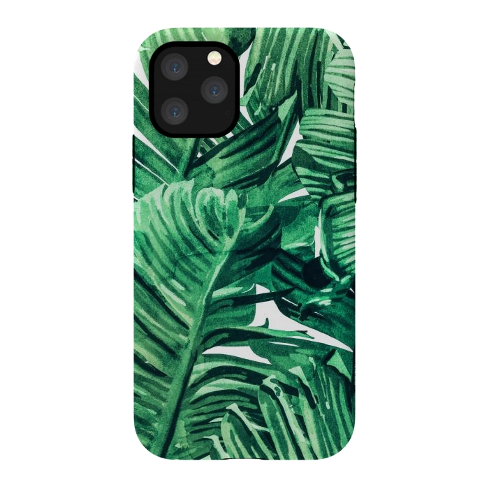 iPhone 11 Pro StrongFit Tropical State of Mind | Watercolor Palm Banana Leaves Painting | Botanical Jungle Bohemian Plants by Uma Prabhakar Gokhale
