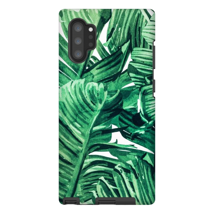 Galaxy Note 10 plus StrongFit Tropical State of Mind | Watercolor Palm Banana Leaves Painting | Botanical Jungle Bohemian Plants by Uma Prabhakar Gokhale