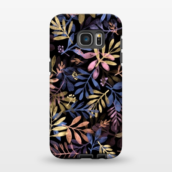 Galaxy S7 EDGE StrongFit colorful branches on a black background by Alena Ganzhela