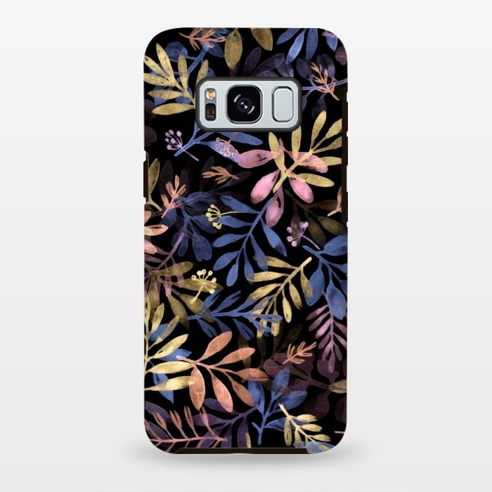Galaxy S8 plus StrongFit colorful branches on a black background by Alena Ganzhela