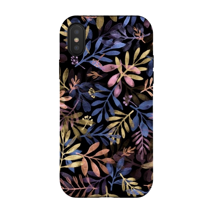 iPhone Xs / X StrongFit colorful branches on a black background by Alena Ganzhela