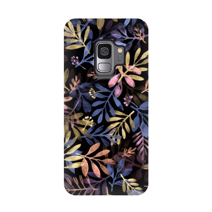 Galaxy S9 StrongFit colorful branches on a black background by Alena Ganzhela