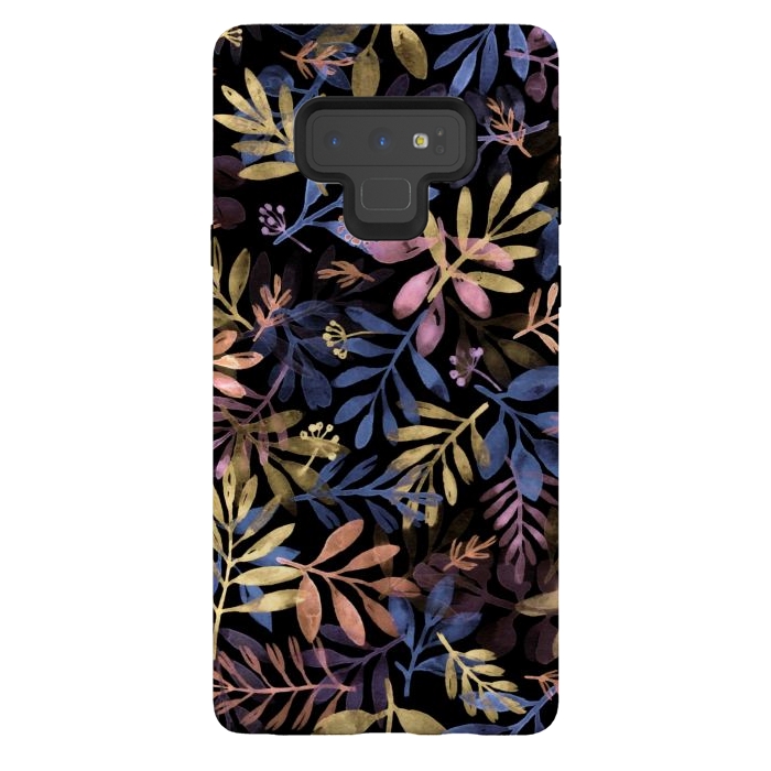 Galaxy Note 9 StrongFit colorful branches on a black background by Alena Ganzhela
