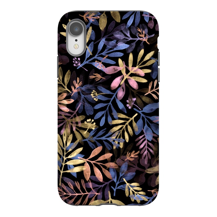 iPhone Xr StrongFit colorful branches on a black background by Alena Ganzhela