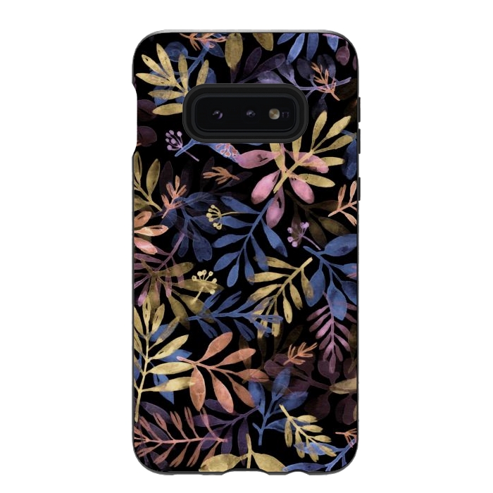 Galaxy S10e StrongFit colorful branches on a black background by Alena Ganzhela
