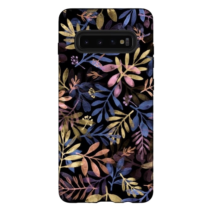 Galaxy S10 plus StrongFit colorful branches on a black background by Alena Ganzhela