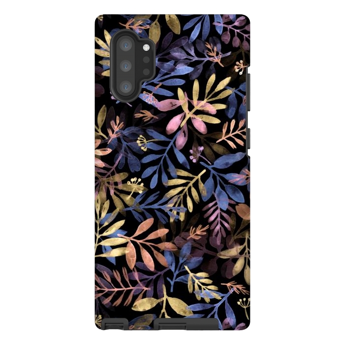 Galaxy Note 10 plus StrongFit colorful branches on a black background by Alena Ganzhela