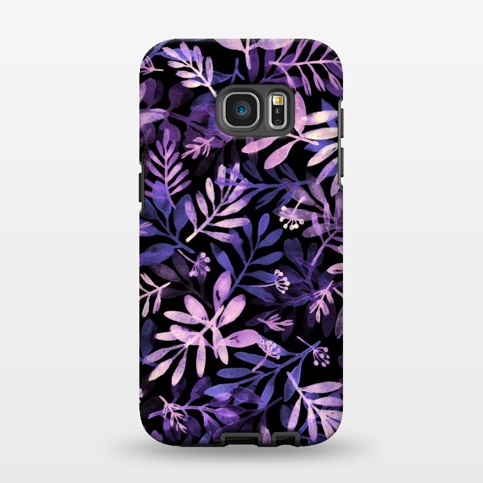 Galaxy S7 EDGE StrongFit purple branches on a black background by Alena Ganzhela
