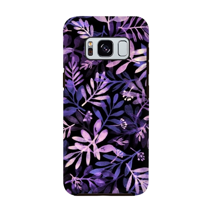 Galaxy S8 StrongFit purple branches on a black background by Alena Ganzhela