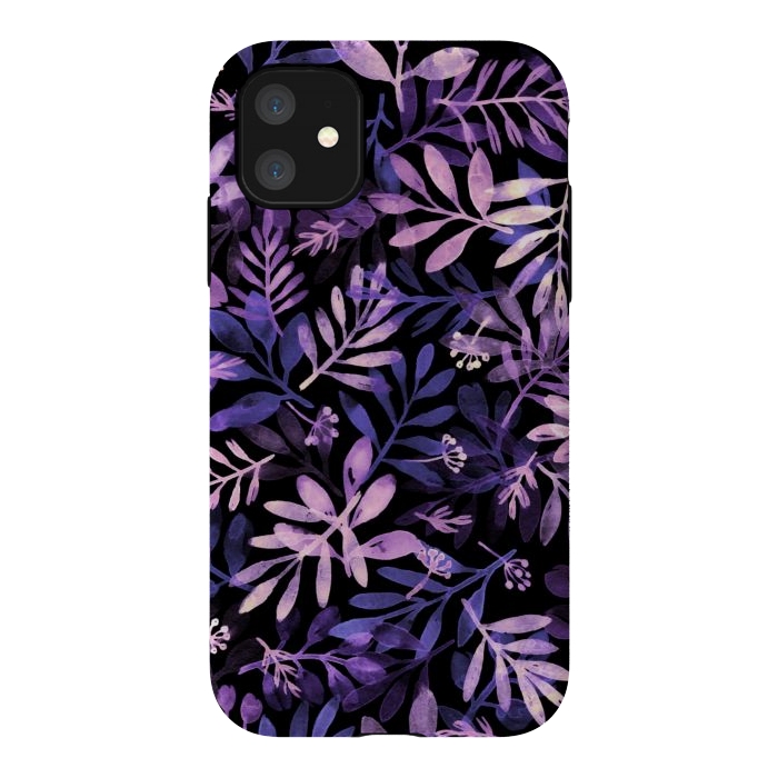 iPhone 11 StrongFit purple branches on a black background by Alena Ganzhela