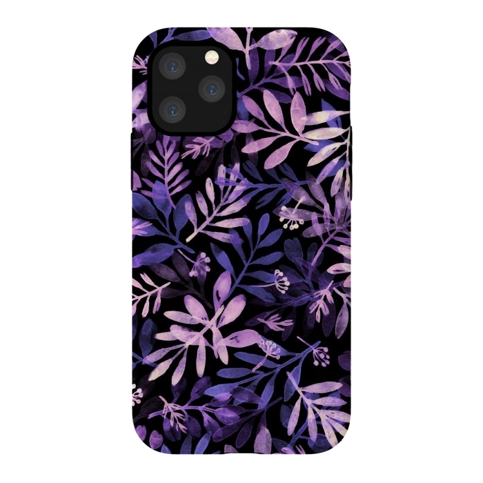 iPhone 11 Pro StrongFit purple branches on a black background by Alena Ganzhela
