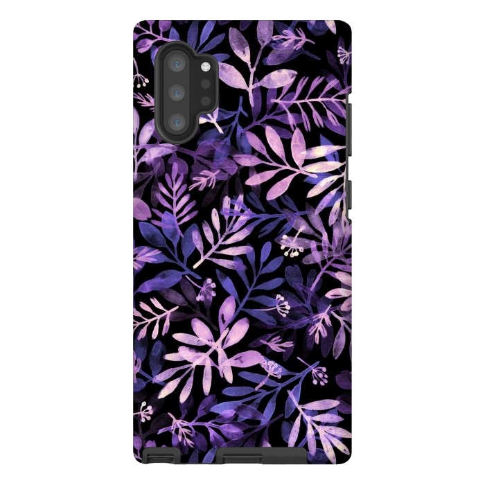 Galaxy Note 10 plus StrongFit purple branches on a black background by Alena Ganzhela