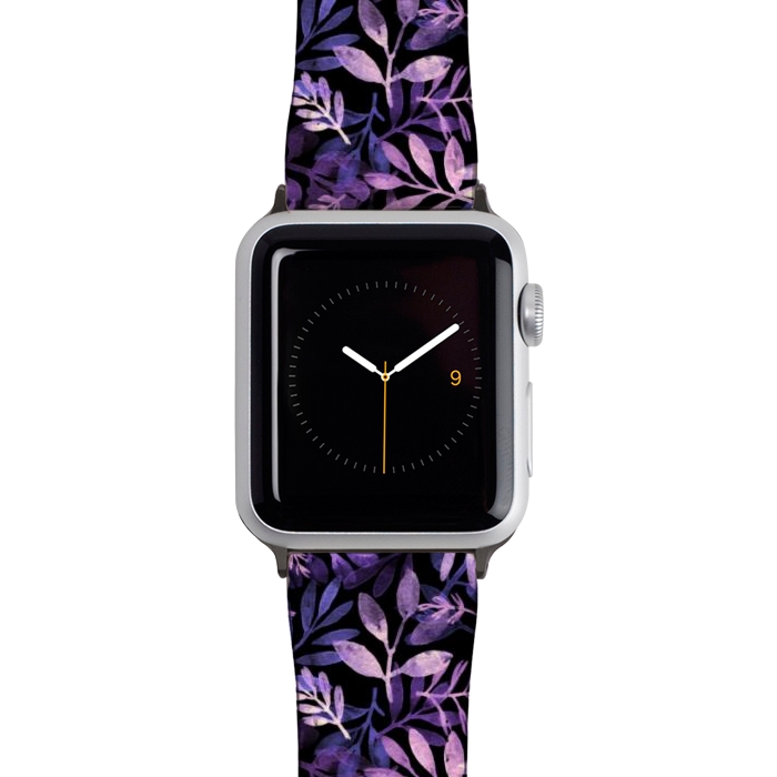 Watch 38mm / 40mm Strap PU leather purple branches on a black background by Alena Ganzhela