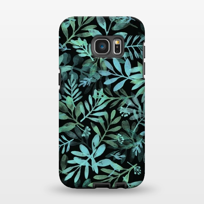 Galaxy S7 EDGE StrongFit emerald branches on a black background by Alena Ganzhela