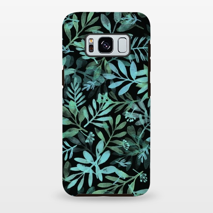 Galaxy S8 plus StrongFit emerald branches on a black background by Alena Ganzhela