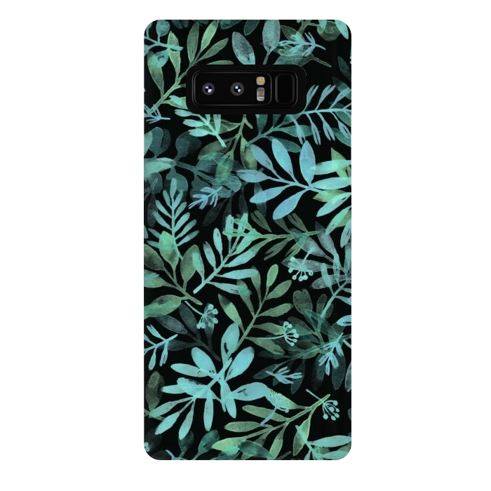 Galaxy Note 8 StrongFit emerald branches on a black background by Alena Ganzhela