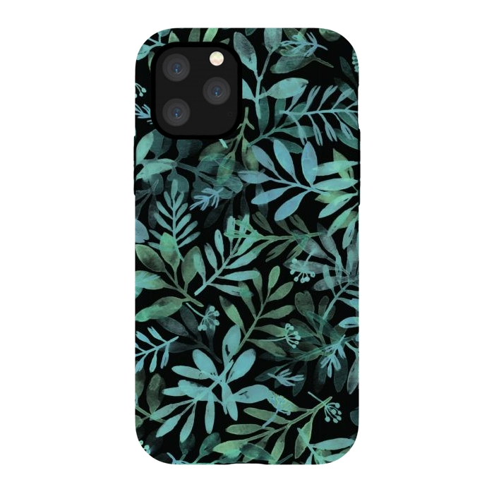 iPhone 11 Pro StrongFit emerald branches on a black background by Alena Ganzhela