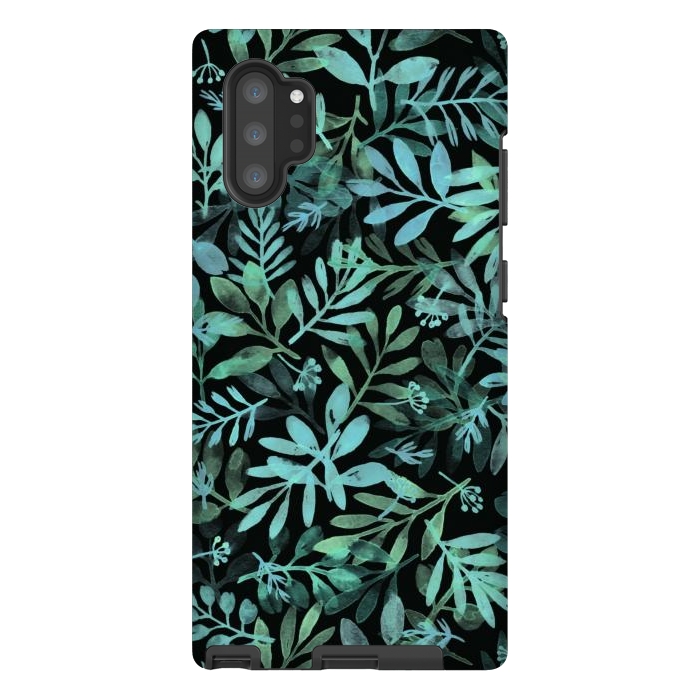 Galaxy Note 10 plus StrongFit emerald branches on a black background by Alena Ganzhela