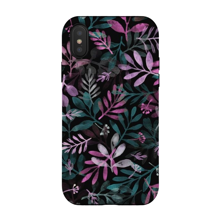 iPhone Xs / X StrongFit pink and green branches by Alena Ganzhela