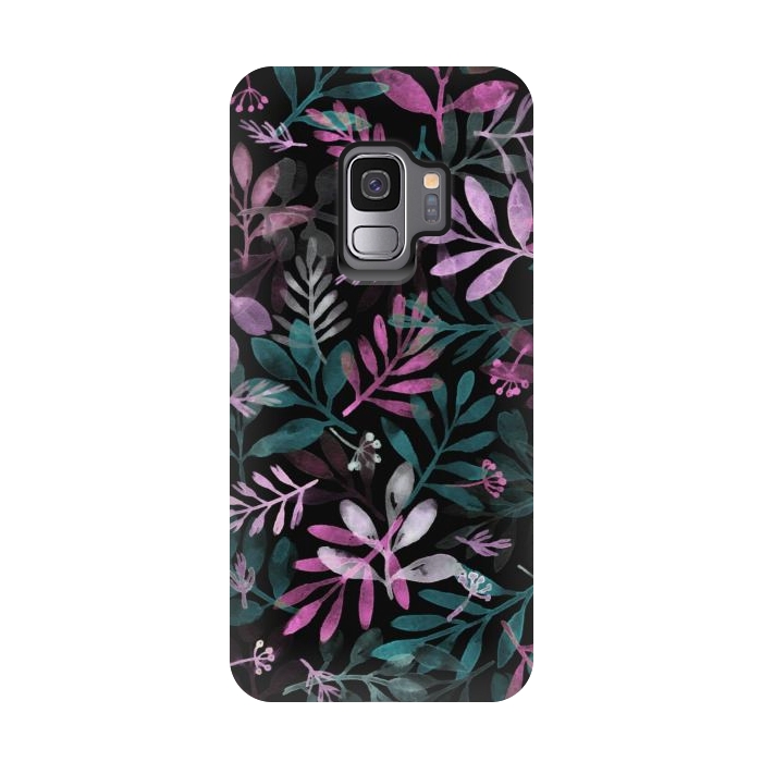 Galaxy S9 StrongFit pink and green branches by Alena Ganzhela