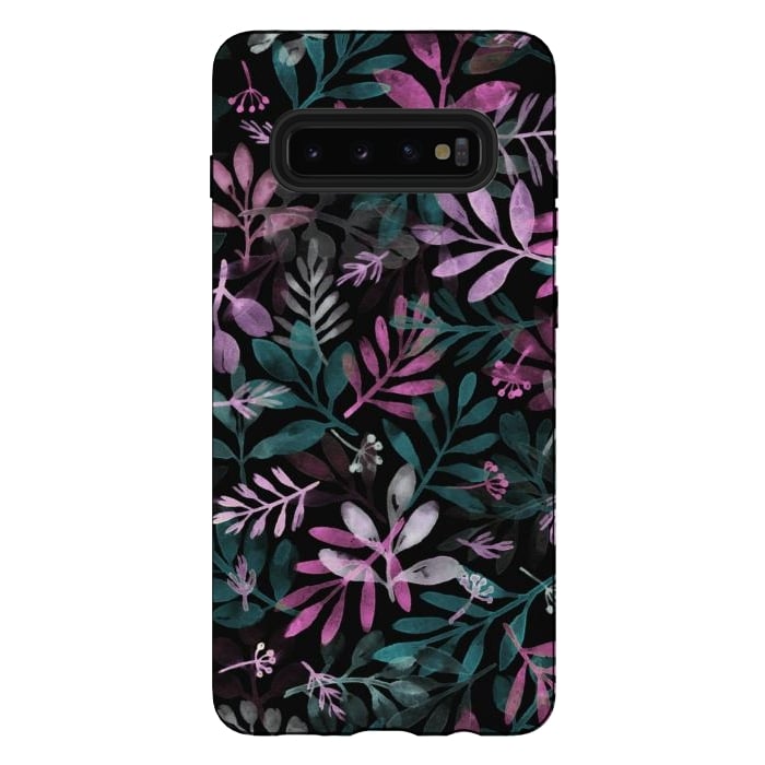 Galaxy S10 plus StrongFit pink and green branches by Alena Ganzhela