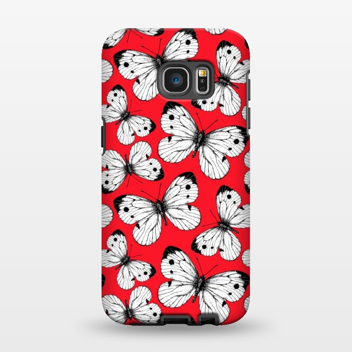 Galaxy S7 EDGE StrongFit Cabbage butterfly pattern on red by Katerina Kirilova