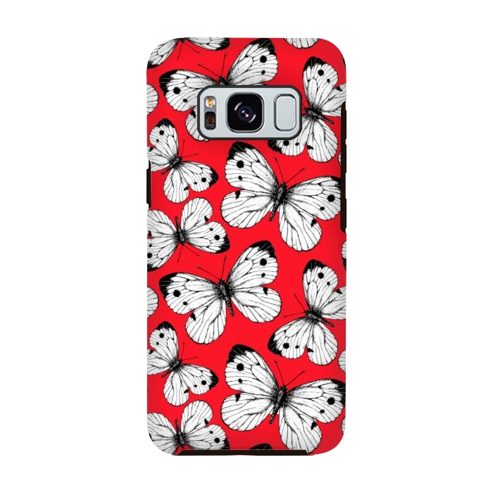 Galaxy S8 StrongFit Cabbage butterfly pattern on red by Katerina Kirilova