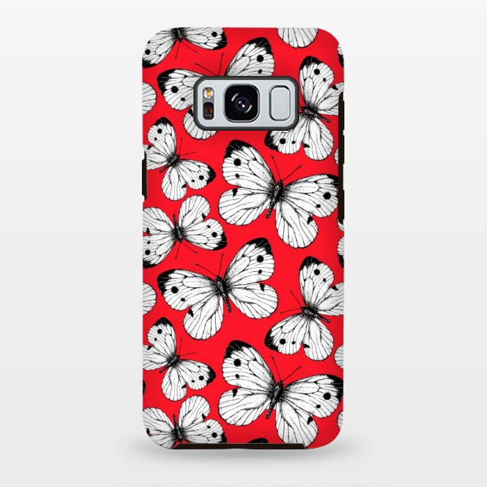 Galaxy S8 plus StrongFit Cabbage butterfly pattern on red by Katerina Kirilova