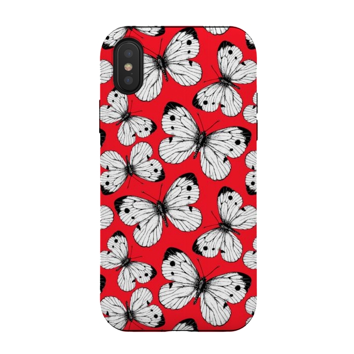 iPhone Xs / X StrongFit Cabbage butterfly pattern on red by Katerina Kirilova