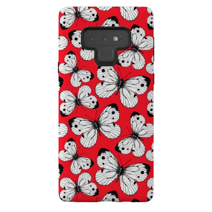 Galaxy Note 9 StrongFit Cabbage butterfly pattern on red by Katerina Kirilova