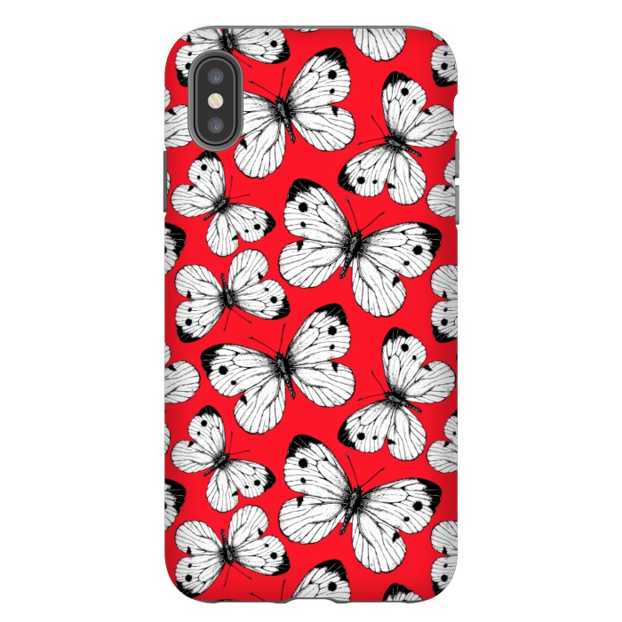 iPhone Xs Max StrongFit Cabbage butterfly pattern on red by Katerina Kirilova