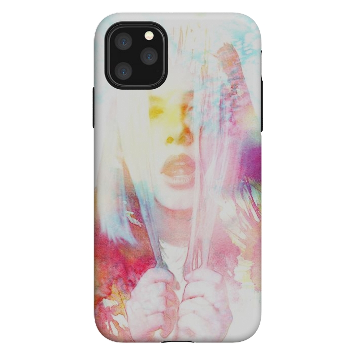iPhone 11 Pro Max StrongFit Rainbow watercolor fashion portrait by Oana 