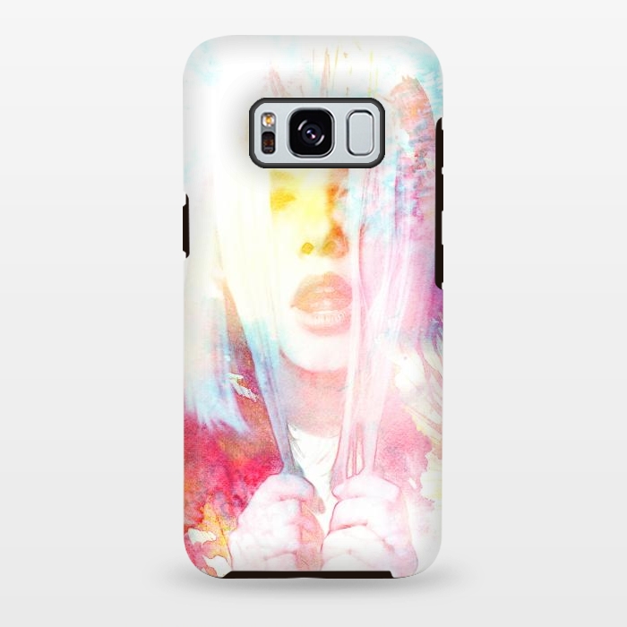Galaxy S8 plus StrongFit Rainbow watercolor fashion portrait by Oana 