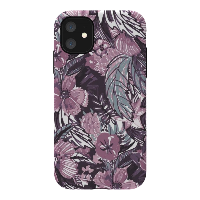 iPhone 11 StrongFit Modern sketched flower bouquet by Oana 