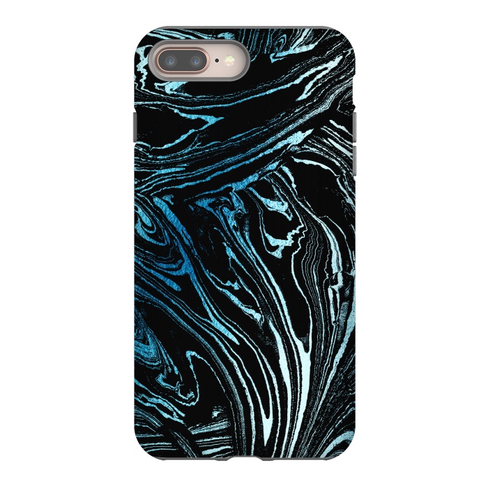iPhone 7 plus StrongFit Metallic blue marble stripes by Oana 