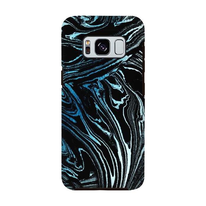 Galaxy S8 StrongFit Metallic blue marble stripes by Oana 