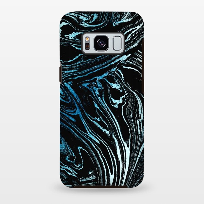 Galaxy S8 plus StrongFit Metallic blue marble stripes by Oana 