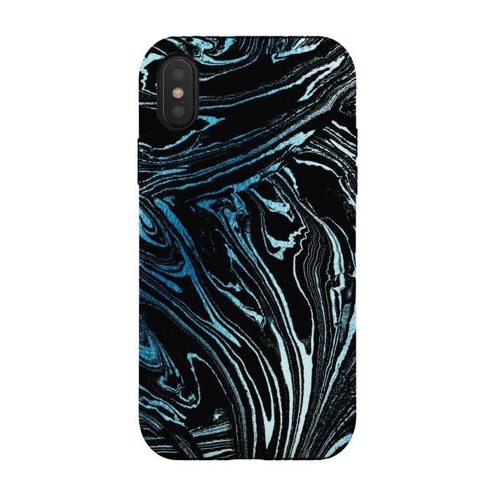 iPhone Xs / X StrongFit Metallic blue marble stripes by Oana 